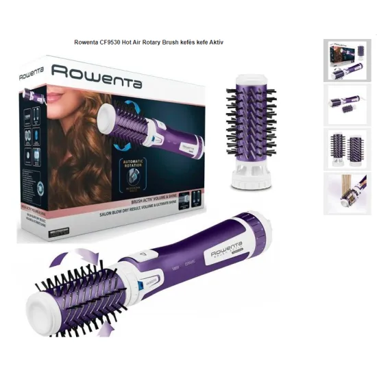 Rowenta CF9530F0 forgófejes kettős ionizáló forgófejes hajformázó 1000W, 2 hőmérséklet/sebesség, 2 kerámia kefe, Lila/Fehér