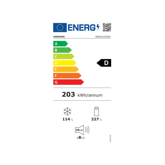 Samsung RB34C632DSA/EF vízadagolós NoFrost inox alulfagyasztós kombinált hűtőszekrény 227/114L, gyorshűtés, wlan 185,3x59x5x65,8cm 