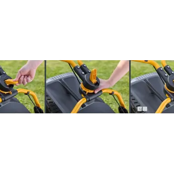 Stiga COMBI 553 S önjárós benzinmotoros fűnyíró innovatív akár 25°-os szögben elfordítható a tolókar – így a sövények alatt és a falak mentén is nyírhat