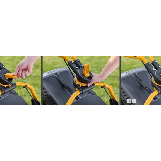 Stiga COMBI 553 S önjárós benzinmotoros fűnyíró innovatív akár 25°-os szögben elfordítható a tolókar – így a sövények alatt és a falak mentén is nyírhat