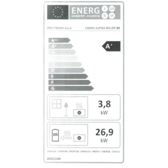 Pro-Termo Alpina boiler 30 fehér vízteres csempés 30 kW kandalló