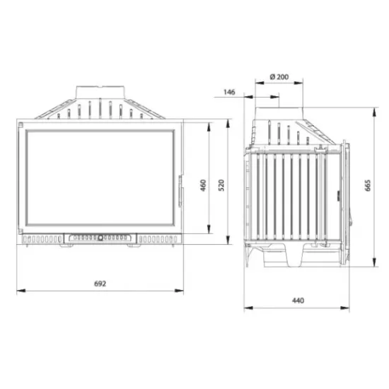 Warnex Ferguss FG19 beépíthető öntvény kandalló betét 15kW