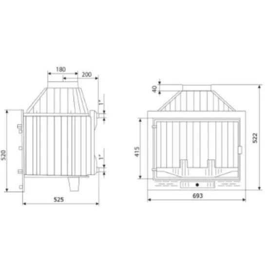 Warnex Ferguss FG20W beépíthető vízteres kandalló betét