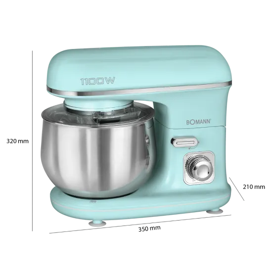Bomann KM 6030 CB mentazöld 1100W konyhai robotgép 5 literes rozsdamentes tállal KM6030CB
