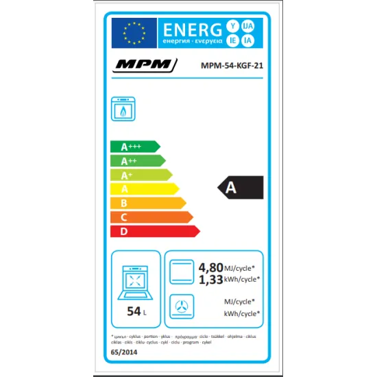 MPM MPM-54-KGF-21 fehér gáztűzhely termosztátos gáz sütővel, szikragyújtás, sütővilágítás