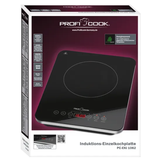 ProfiCook PC-EKI 1062 indukciós egylapos főzőlap 2000W, fekete/ezüst 