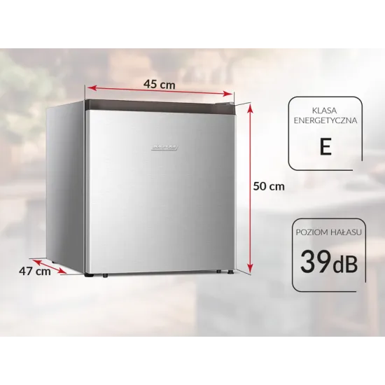 MPM MPM-46-CJ-05 mini hűtőszekrény 40+5l inox ajtó 50cm magas