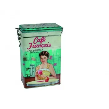 OOTB 101903 vintage fém kávé, kakaó, süteményes doboz zárható fedéllel, 19x12 cm, Daisy 