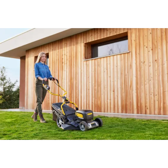 Stiga COMBI 753e V Kit akkumulátoros fűnyíró,(akkumulátorral és töltővel),gyűjtés, mulcsozás, oldalsó kiszórás, hátsó kiszórás,önjáró funkció,1500W