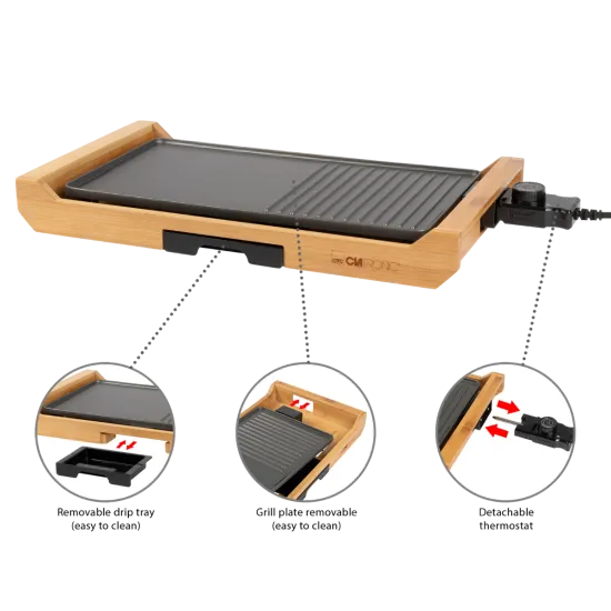 Clatronic TG 3697 asztali grill, bambusz