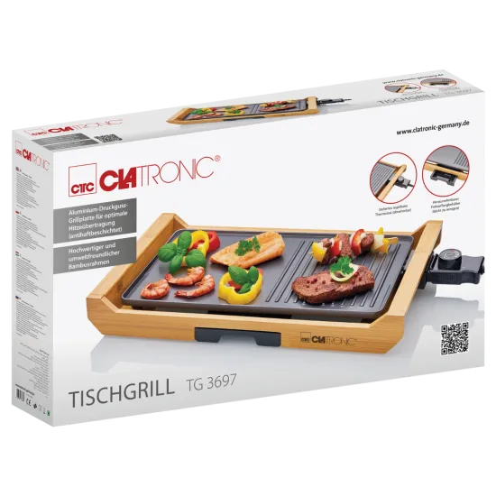 Clatronic TG 3697 asztali grill, bambusz