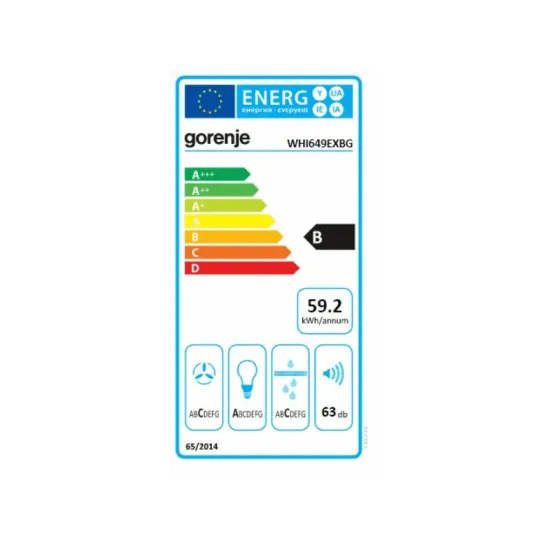 Gorenje WHI649EXBG beépíthető falra szerelhető döntött kürtös konyhai elszívó, 60x33.5x38 cm, ezüst szín 