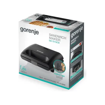 Gorenje SM701GCB mini grill szendvicssütő bordázott sütőfelülettel