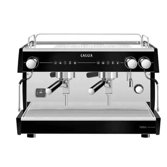 Gaggia LA Vetro 2 karos professzionális kávéfőző, fekete, automatikus fejtisztítási programmal, megvilágított munkaterülettel