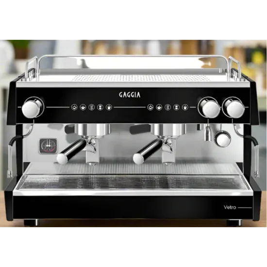 Gaggia LA Vetro 2 karos professzionális kávéfőző, fekete, automatikus fejtisztítási programmal, megvilágított munkaterülettel