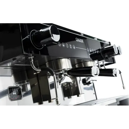 Gaggia LA Vetro 2 karos professzionális kávéfőző, fekete, automatikus fejtisztítási programmal, megvilágított munkaterülettel