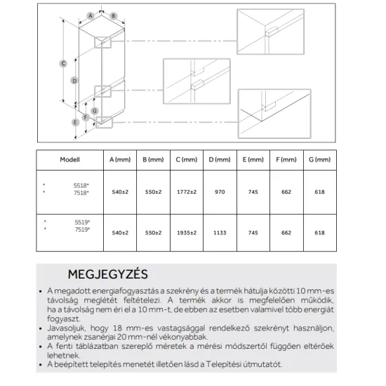 Haier EHBQW5518E Total No Frost beépíthető alulfagyasztós kombinált hűtőszekrény, Wifi, 178/73L, 54x55x177.2 cm