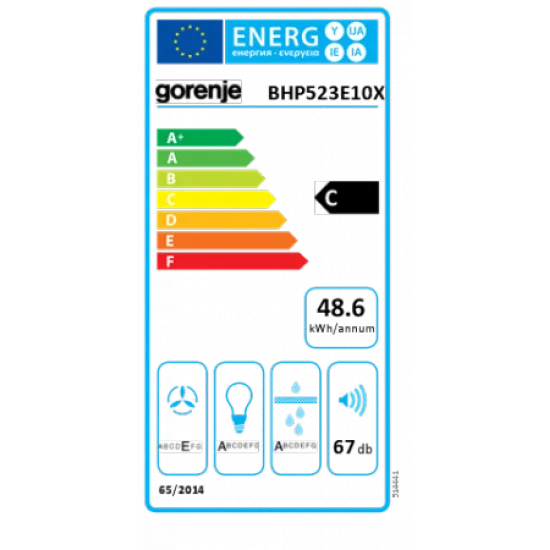 Gorenje BHP523E10X beépíthető inox konyhai kihúzható elszívó 50cm széles
