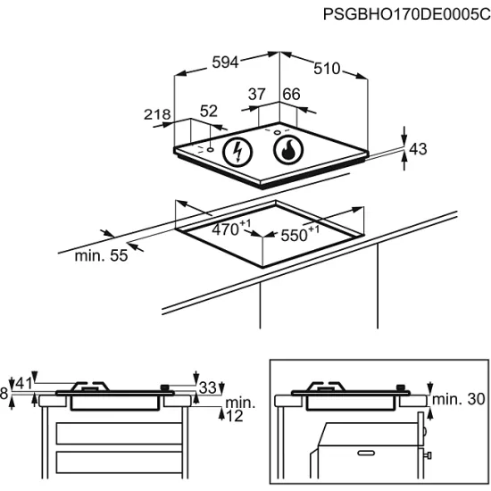 Electrolux KGS6404SX beépíthető gáz inox főzőlap