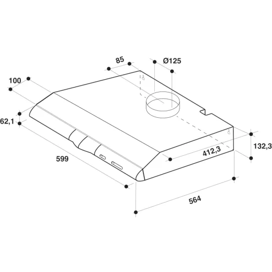 Whirlpool WCN 65 FLK fekete konyhai elszívó, 60x56.4x13.2 cm