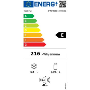 Electrolux ENT6NE18S NoFrost beépíthető alulfagyasztós kombinált hűtőszekrény, 54.6x54.9x177.2 cm, 195/62L  
