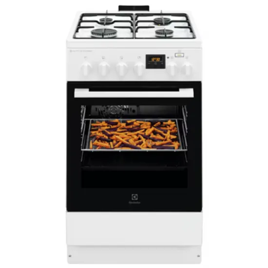 Electrolux LKK560232W kombinált tűzhely, hangjelzés; percszámlálás; időtartam és vége programozás; digitális programóra, egykezes szikragyújtás, tető nélkül