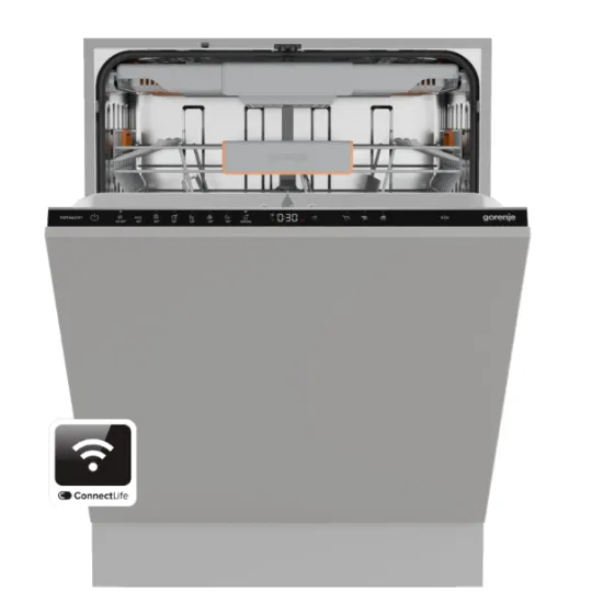 Gorenje GV673B65 teljesen beépíthető mosogatógép, Power Drive inverter motor, 3 kosár, 16 teríték, automatikus ajtónyitás, 59.8x55.5x81.6 cm