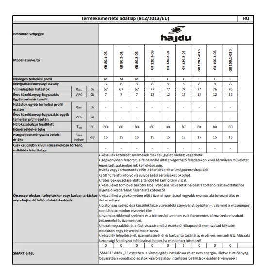 Hajdu GB 80.1-03 kéményes fali gázüzemű vízmelegítő