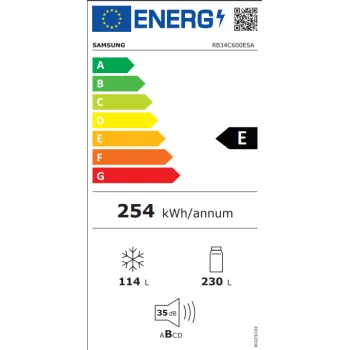 Samsung RB34C600ESA/EF No Frost alulfagyasztós kombinált hűtőszekrény, Digitális Inverter Kompresszor, WIFI, 230/114L, 59.5x65.8x185.3 cm 