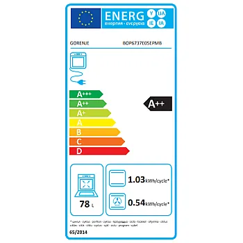 Gorenje BOP6737E05EPMB beépíthető sütő, 78L, pirolitikus tisztítás,  59.5x56.4x59.5 cm, fekete szín 