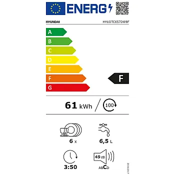 Hyundai DTC657DW8F asztali mosogatógép, 6 teríték, 55x50x43.8 cm