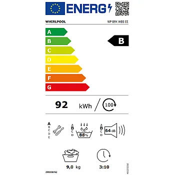 Whirlpool WP B9X WBS EE hőszivattyús szárítógép, 9 kg, inverter motor, 59.8x67.4x84.6 cm