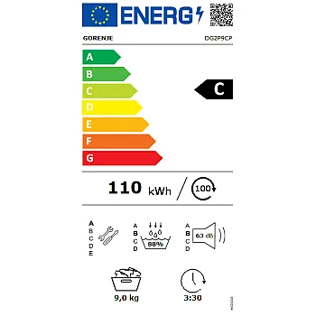 Gorenje DG2P9CP hőszivattyús szárítógép, 9 kg, inverter motor, 59.5x59x84.5 cm