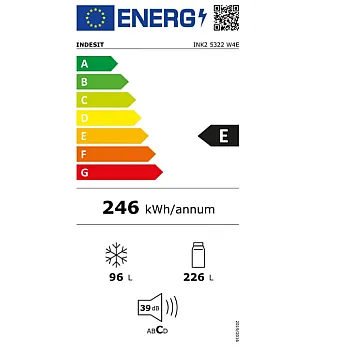 Indesit INK2 5322 W4E Total No Frost alulfagyasztós kombinált hűtőszekrény, 226/96L, 59.5x63.5x183.5 cm