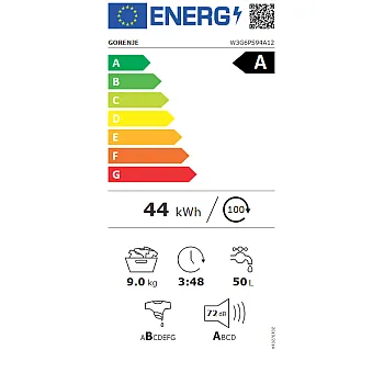 Gorenje W3G6PS94A12 elöltöltős mosógép, 9 kg, gőz, Wifi, 59.5x47x84.5 cm