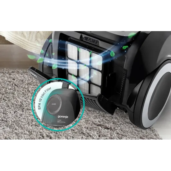 Gorenje VCE01G4AEBK porzsákos porszívó, 800W, fekete szín 