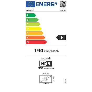 Hisense 100U7Q 4K UHD Smart MiniLED ULED TV, 100", 254 cm