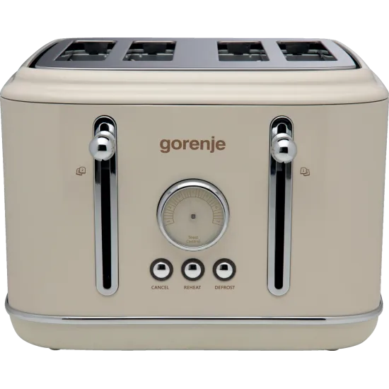 Gorenje T2300CLIN elefántcsont színű retro 4 szeletes kenyérpirító kiolvasztás, melegítő funkcióval