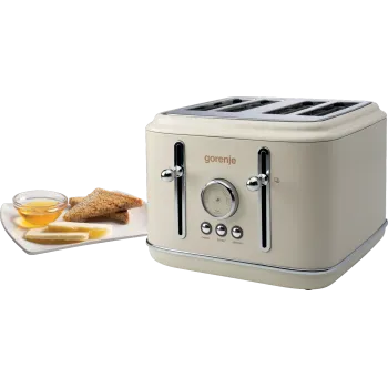 Gorenje T2300CLIN elefántcsont színű retro 4 szeletes kenyérpirító kiolvasztás, melegítő funkcióval
