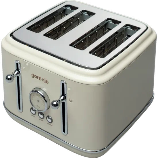 Gorenje T2300CLIN elefántcsont színű retro 4 szeletes kenyérpirító kiolvasztás, melegítő funkcióval