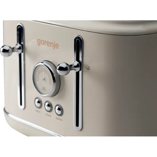 Gorenje T2300CLIN elefántcsont színű retro 4 szeletes kenyérpirító kiolvasztás, melegítő funkcióval