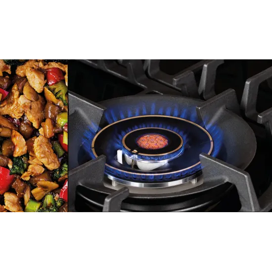 Sam Cook Vulcano PSC-VH-1060 beépíthető fekete üveg, gáz főzőlap, vulkán kővel ellátott WOK égővel, katalitikus égési technológiával