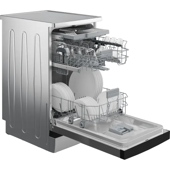 Beko BDFS26046XQ mosogatógép, 10 teríték, 3 kosár, automatikus ajtónyitás, 44.8x60x85 cm, acélszürke szín 