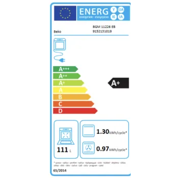 Beko BGM 11226 EB kombinált tűzhely, 111L, 5 db gázégő, 1 db wok égőfej, 90x60x90 cm, fekete szín