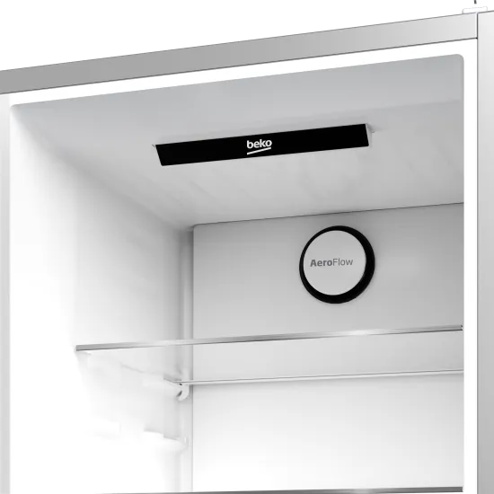 Beko B3RCNA364HXB1 No Frost alulfagyasztós kombinált hűtőszekrény, 210/106L, 59.5x66.3x186.5 cm, csiszolt ezüst szín 