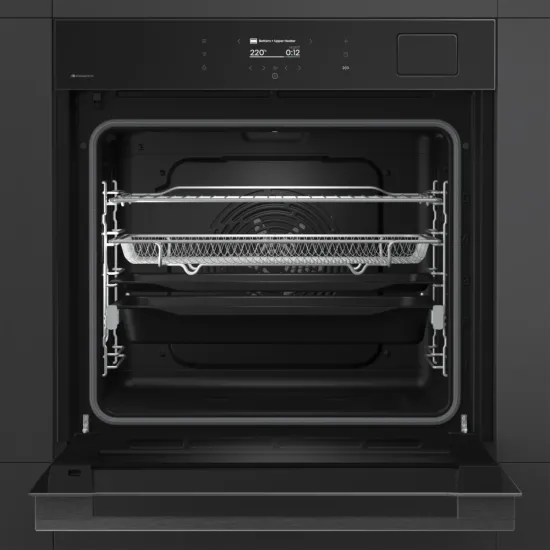 Hisense BAS614P8B beépíthető sütő, 77L, Wifi, pirolitikus tisztítás, 59.5x56.4x59.5 cm, fekete szín 