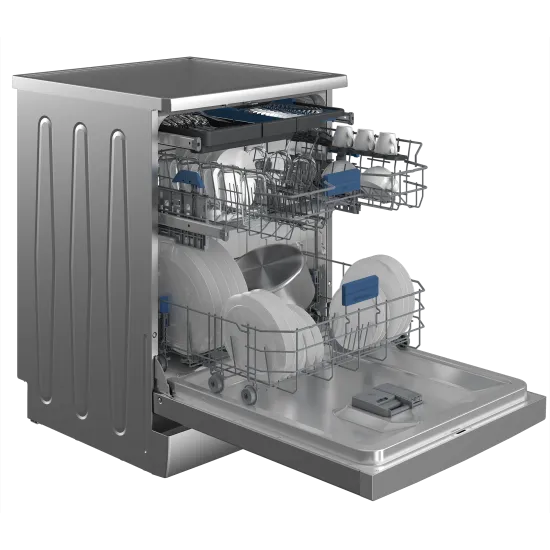 Beko BDFN26540XP mosogatógép, 15 teríték, 3 kosár, automatikus ajtónyitás, 59.8x60x85 cm, acélszürke szín 