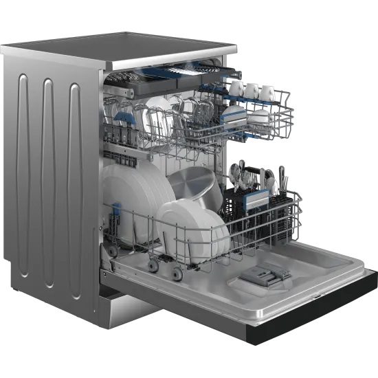 Beko BDFN36560XWP mosogatógép, 15 teríték, 3 kosár, automatikus ajtónyitás, Wifi, 59.8x60x85 cm, acélszürke szín