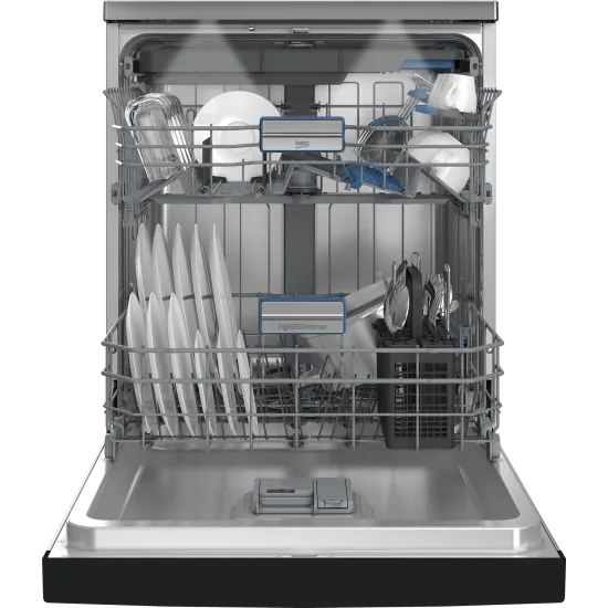 Beko BDFN36560XWP mosogatógép, 15 teríték, 3 kosár, automatikus ajtónyitás, Wifi, 59.8x60x85 cm, acélszürke szín