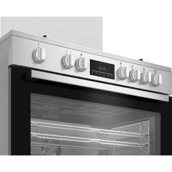 Beko BGM 11226 EX kombinált tűzhely, 111L, 5 db gázégő, 1 db wok égőfej, 90x60x90 cm, inox szín 